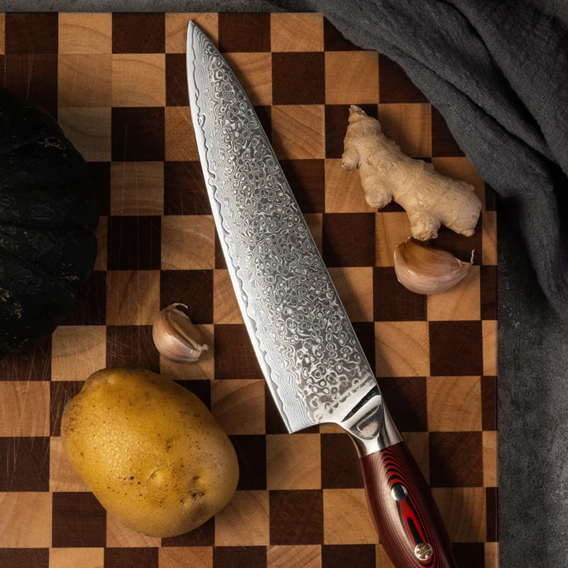 8 Inch Chef Knife 67-layers Damascus Steel 10Cr15CoMov Blade G10 Handle Slicing Vegetables Cleaver Meat Japanese Kitchen Knives