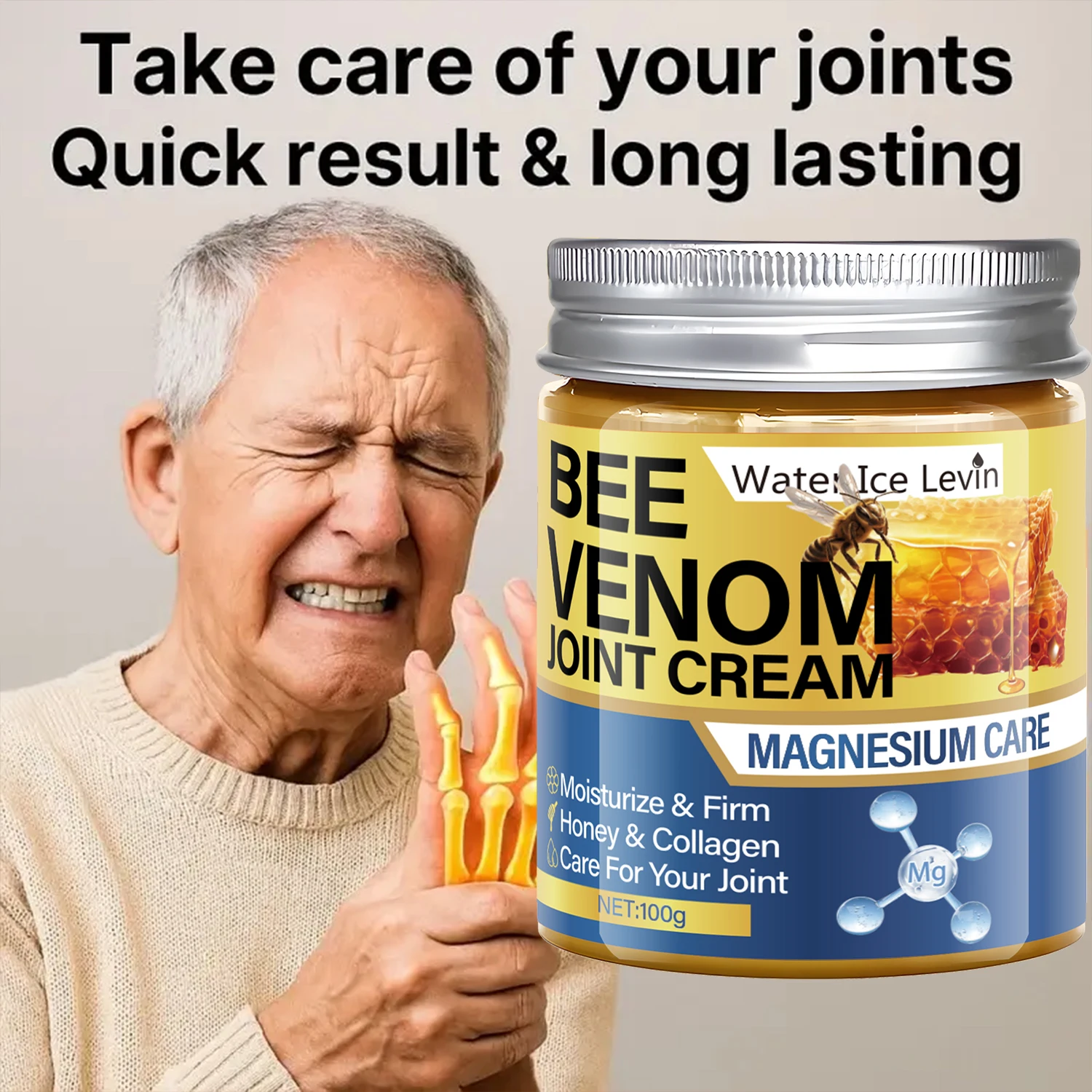 كريم مفصل سم النحل مع المغنيسيوم - ترطيب وثابت، ملمس خفيف، عسل وكولاجين للعناية بالبشرة المشتركة #2