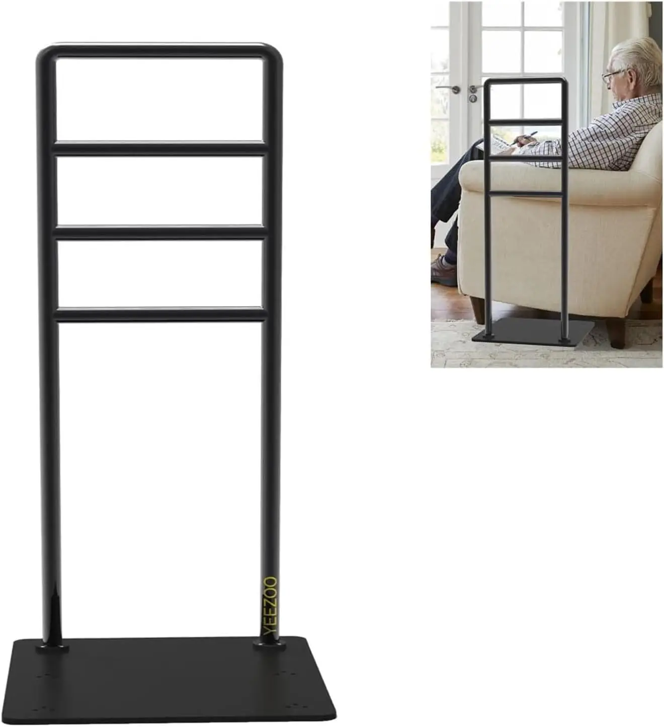 

Stand Assist Bar for Couch and Chair, Heavy Duty Support Rail with Non-Slip Covers, 4 Heights for Seniors and Adults