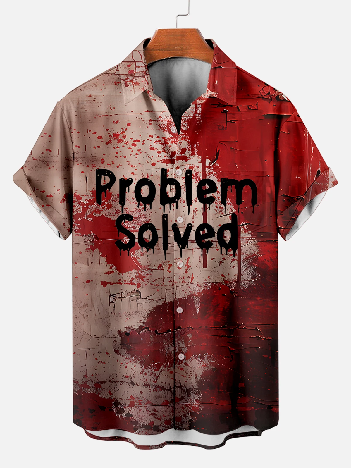 Men's Halloween Shirt Lapel Holiday Party Shirt Men's Casual Street Short Sleeve Bloody Letters Fashion Print Shirt