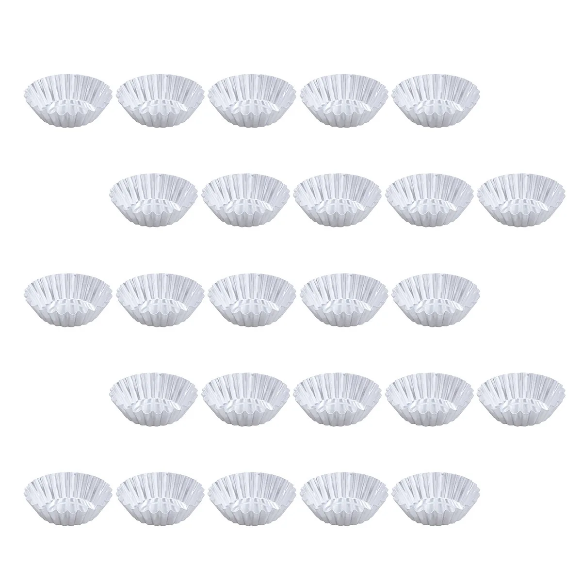 30 Uds. Molde para tarta de huevo de aleación de aluminio, tazas antiadherentes con forma de ondulación para hornear para Muffins, magdalenas, tartaletas plateadas