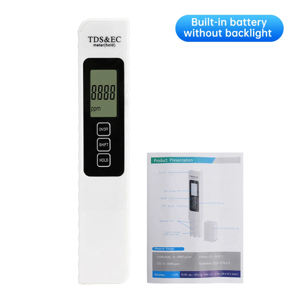 1pc Wasser Qualität Test Stift 3 In 1 PH Tester TDS/EC/TEMP Leitfähigkeit Integrierte Meter Nicht-slip Für Aquakultur Schwimmen Pools