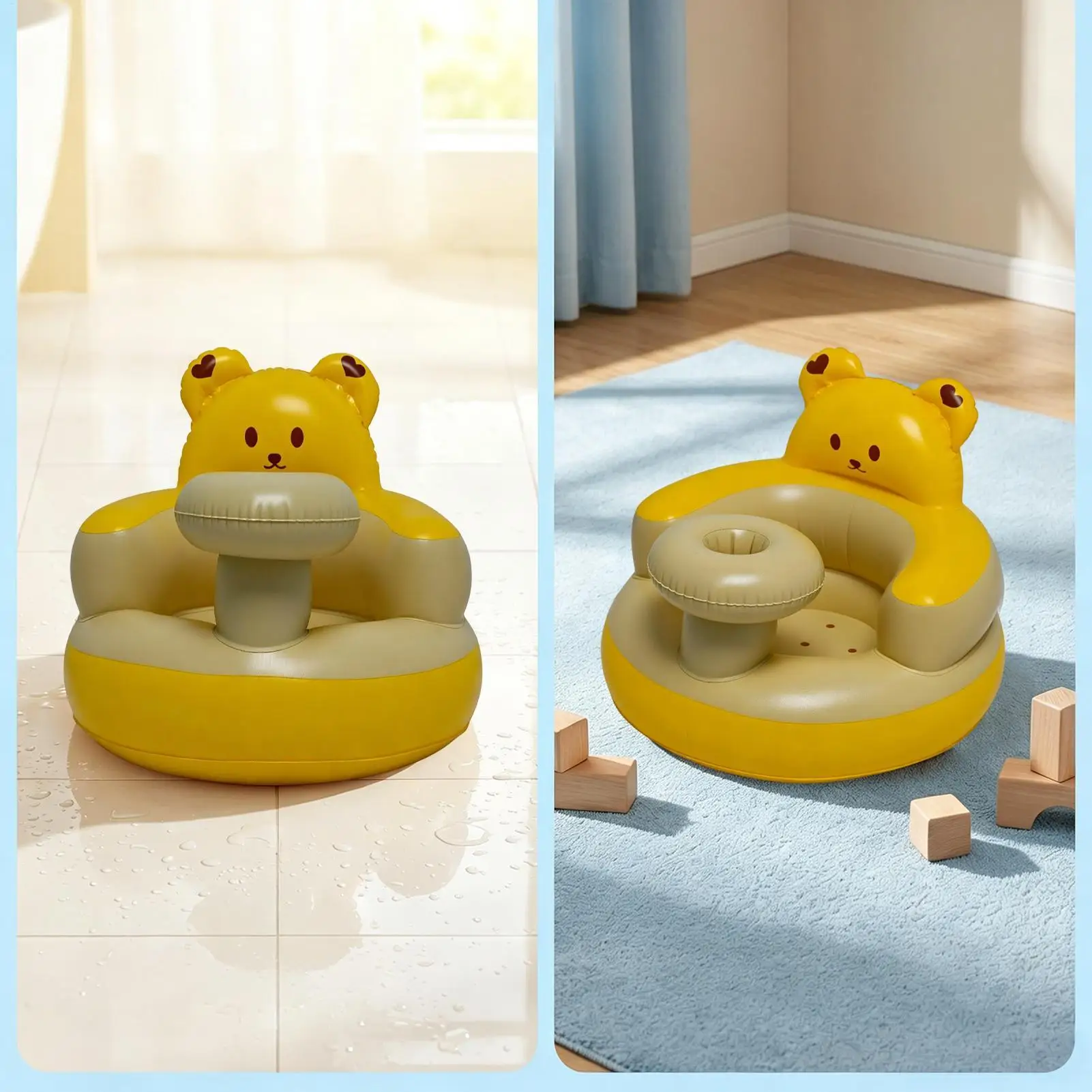 

Inflatable Kid Seat Portable Seater Built-in Air Pump Portable Blow Up Kid Seat For Feeding Home Bedroom Travel Vacation Party