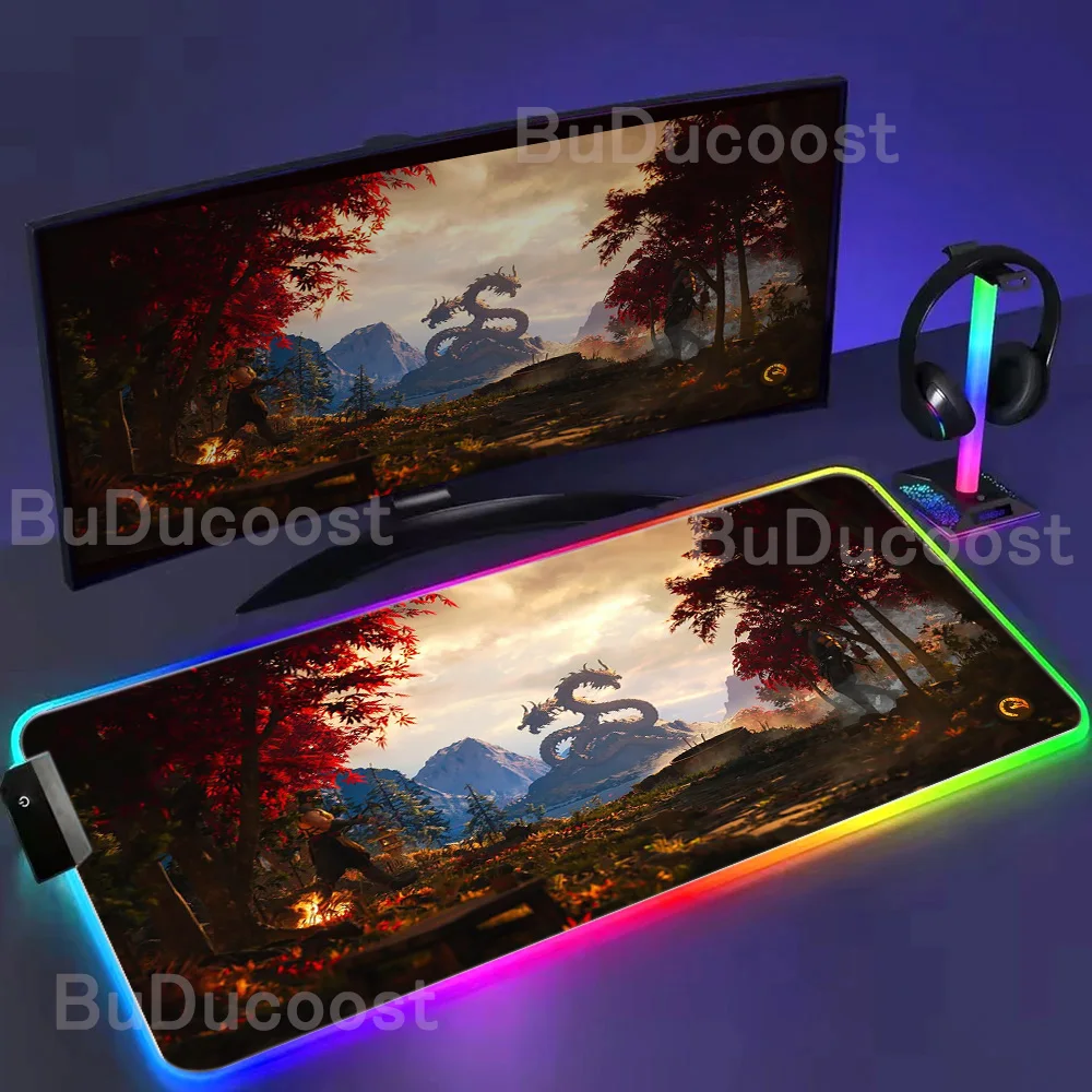 Gamer Desk Mat Lock Edge Keyboard Mat Cool Mausepad Large Anime Mouse Pad Gaming Accessories HD Print Mortal Kombat RGB Mousepad