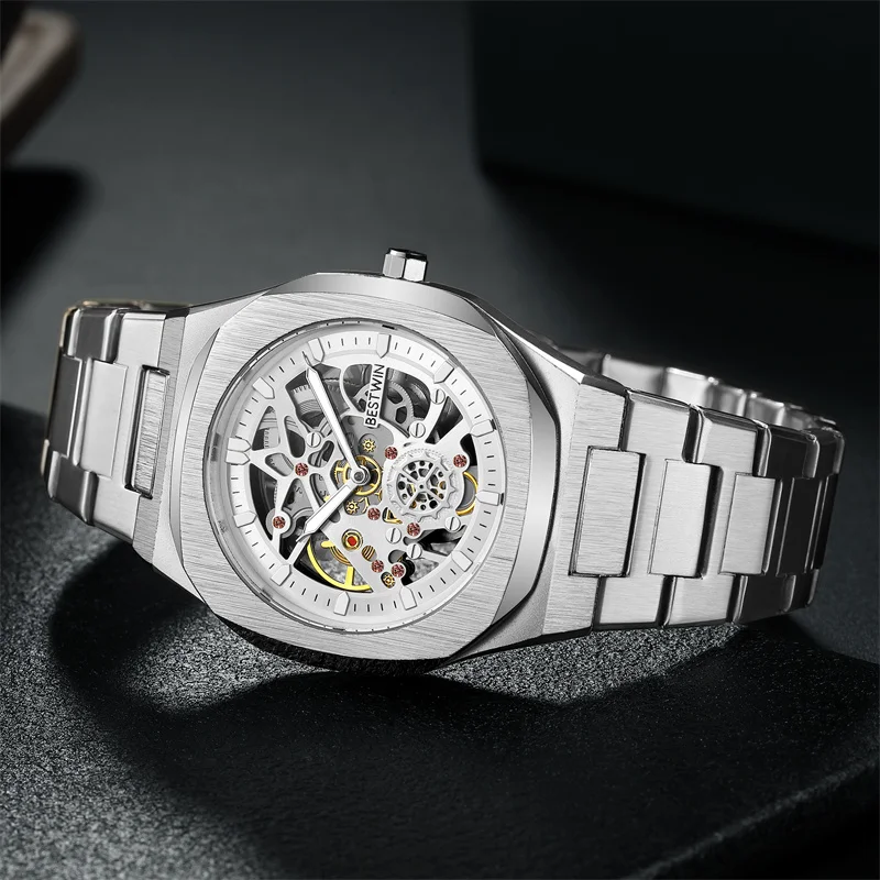 Luxury fashion hollowed out exquisite perspective dial men quartz waterproof watch European and American style suitable business