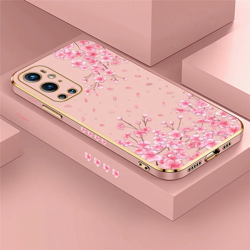 Painting Flower Florals Phone Case For Oneplus Nord N20 5G 3 CE 2 Lite Plating Silicone Cover For One Plus 8T 9 Shockproof Capa