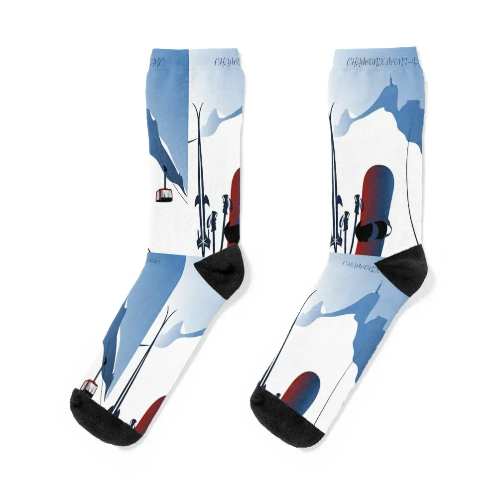 Copie de Alps poster Chamonix Mont Blanc Aiguille du Midi Socks Climbing summer Men's Socks Women's