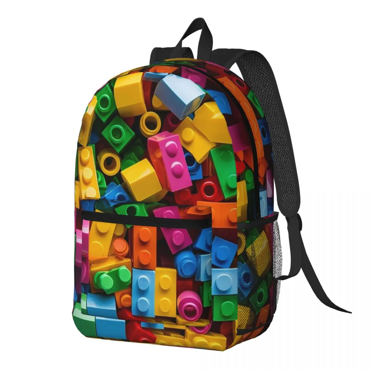 

Colorful Building Block Print Backpack Daypack Large Capacity Boys Girls BookBag School Bag Shoulder Bags for Men Women