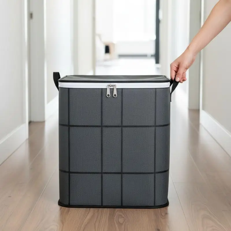 Foldable Clothes Storage Bag Large Capacity Organizer With Handle And Double Zipper For Bedding Moving Travel Under Bed Storage