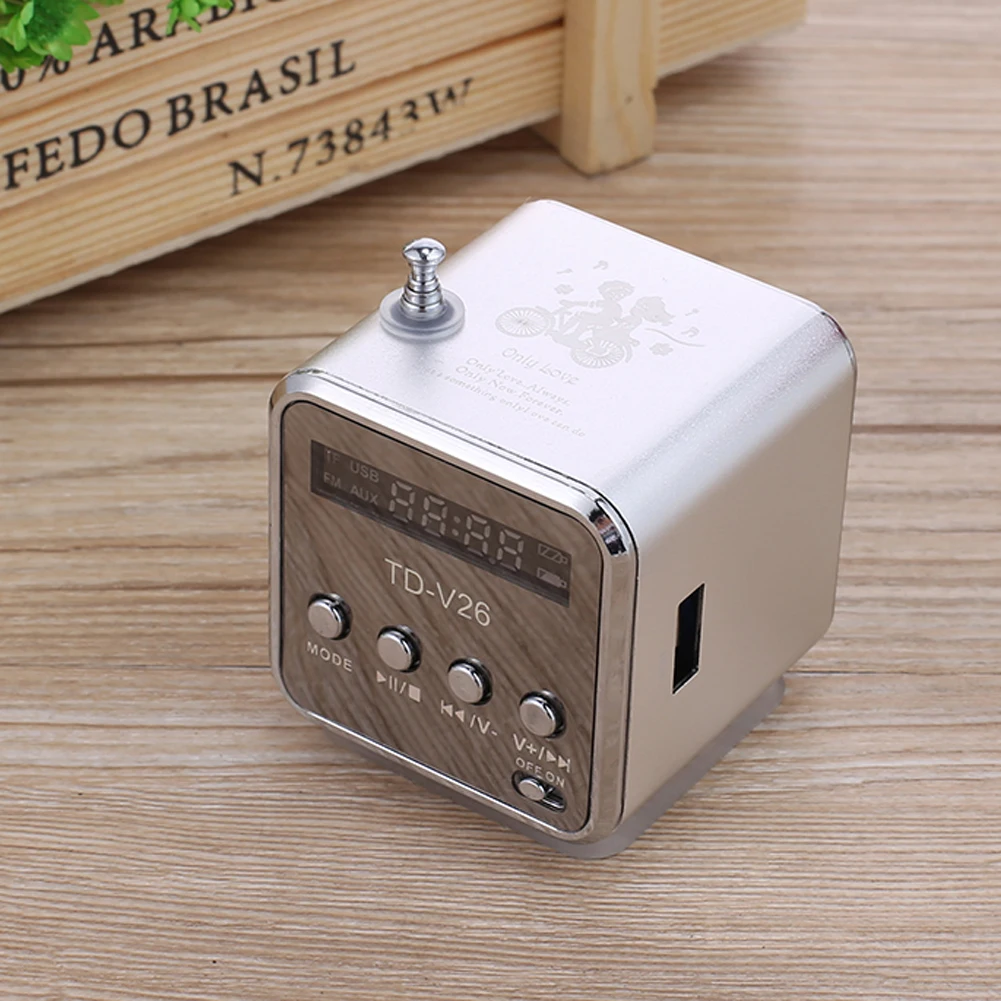 Portable TD-V26 Digital FM Radio Speaker Mini FM Radio Receiver /LCD Display Stereo Loudspeaker Support TF Card