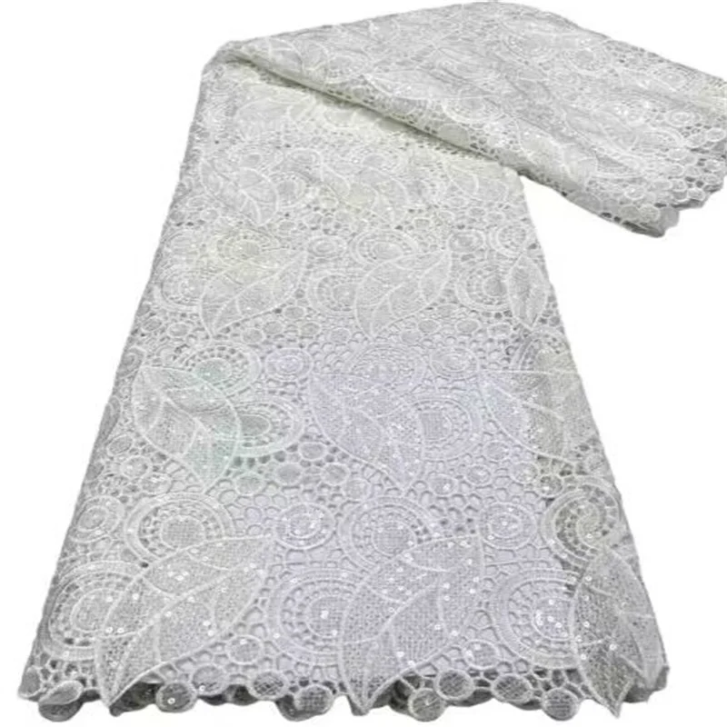 

African Water-soluble Lace Fabric White High Quality Lace Swiss Voile Lace In Switzerland Nigerian Lace Fabrics For Sewing