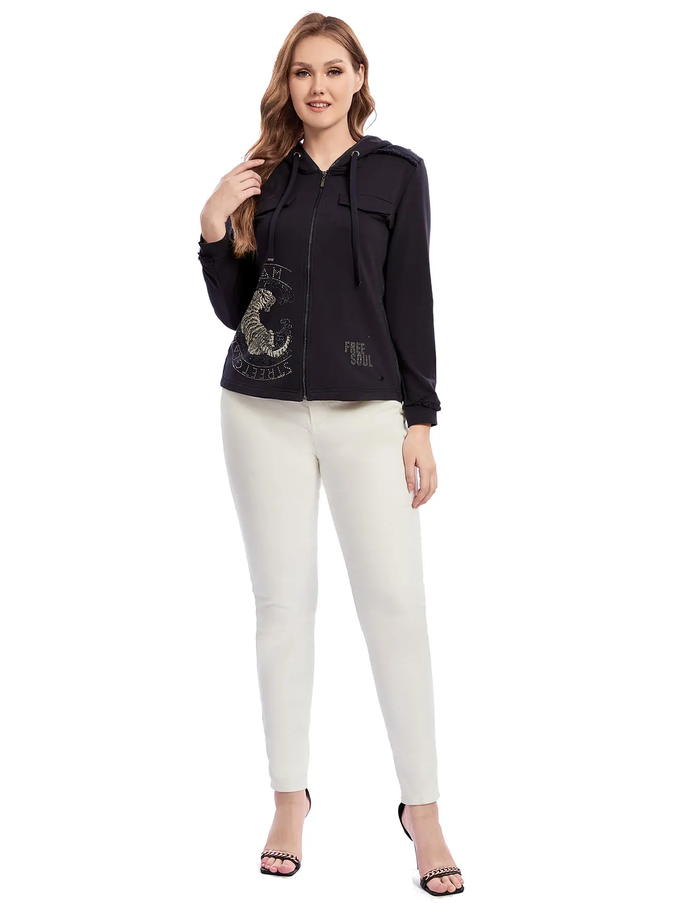 Cappotto da donna alla moda primaverile e autunnale lavorato a maglia taglie forti