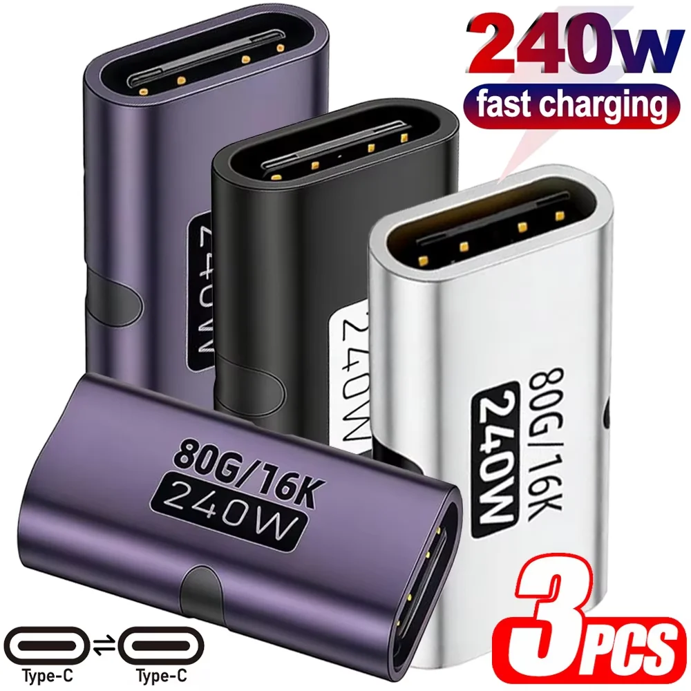 Metal Type C Female To Female Adapter USB C 80Gbps OTG 16K Video PD Fast Charging Converter For Iphone Laptop Monitor Macbook