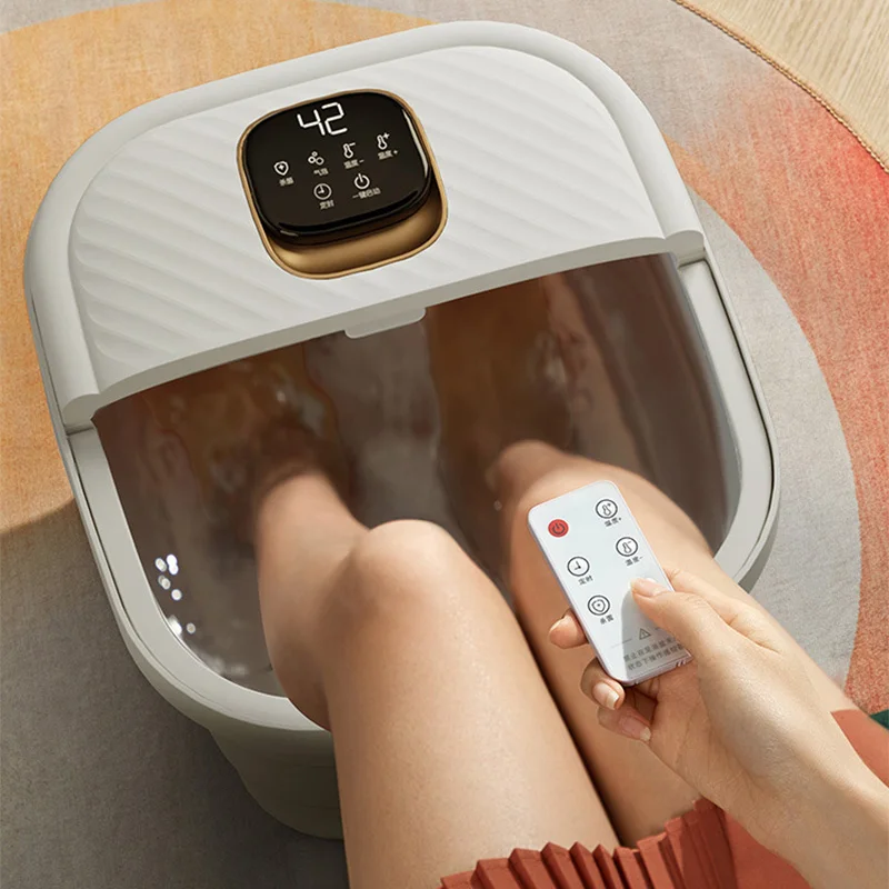 Masajeador de pies plegable portátil pedicura plegable burbuja de calor vibrante pie Spa baño masajeador estera de masaje de pies