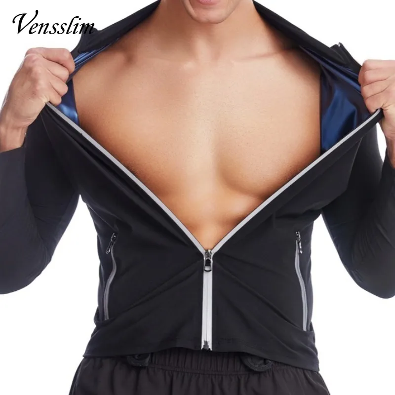 Vensslim Slimming Zipper Fat Burner Compression Sweat Sauna Suits Men Weight Loss Waist Trainer Vest Belly Trimmer Body Shaper