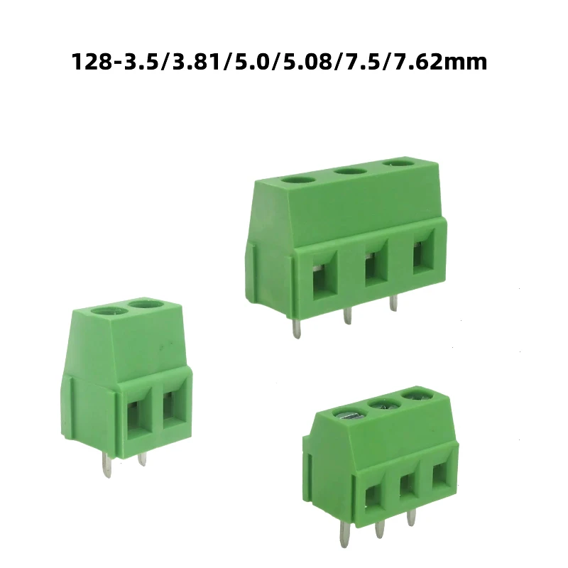 JM128 Screw type 3.5mm 3.81mm can splice 5.0mm 5.08mm terminal 7.5mm solder plate 7.62mm integrated KF green connector2P 3P