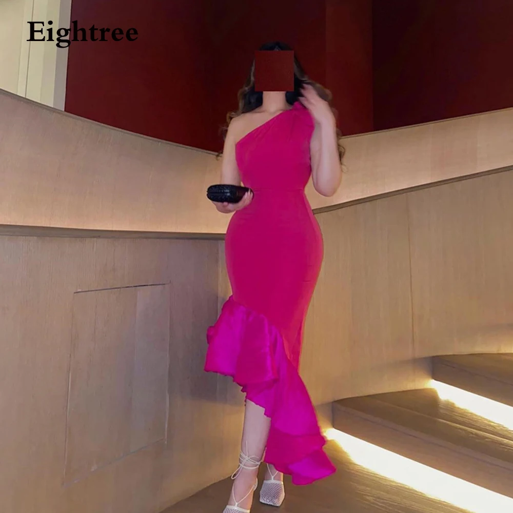 

Eightree Fuchsia Strapless Evening Dresses Mermaid Vintage Stain Saudi Arabia Party Dresses Robes De Soirée Abendkleider Dubai