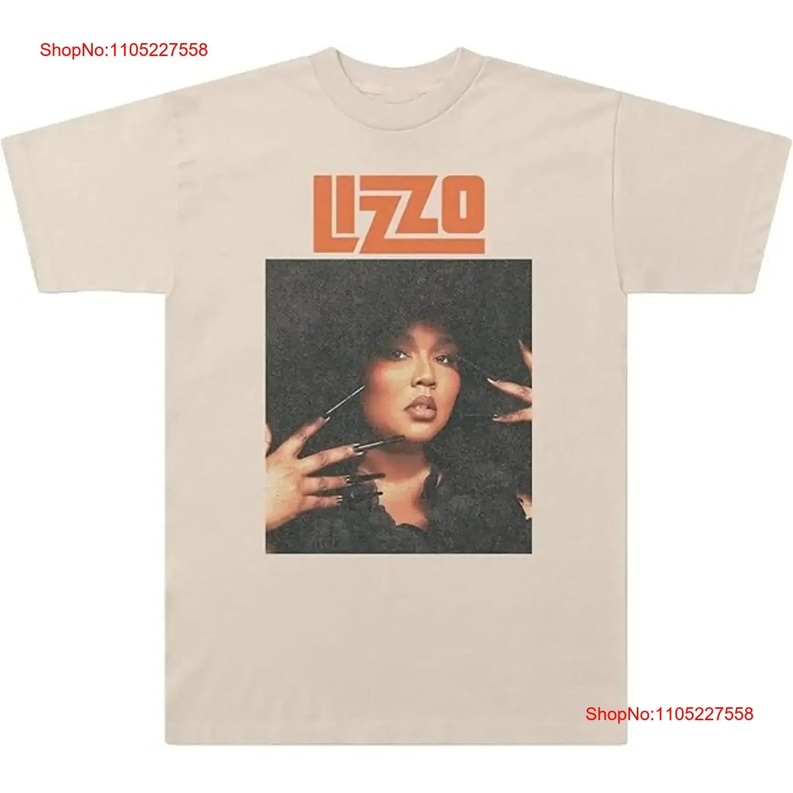 Lizzo Exclusive Afro Nails Photo T Shirt IM0711 vintage Washed streetwear Stylish Breathable Top For Everyday Wear Stretched