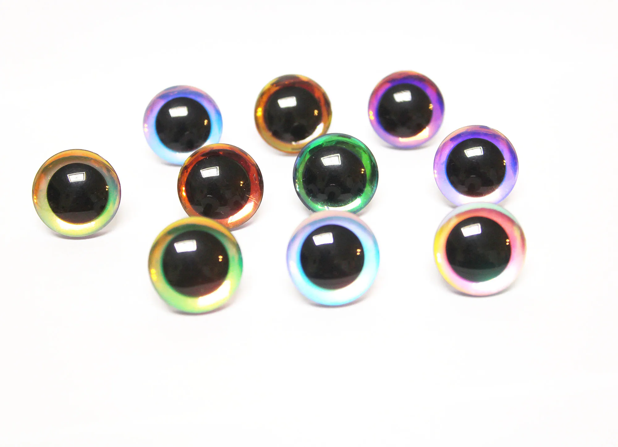 10pairs  10colors 9mm to 35mm  35mm clear doll  eyes 3D  glitter toy eyes with hard washer color size option-HC10