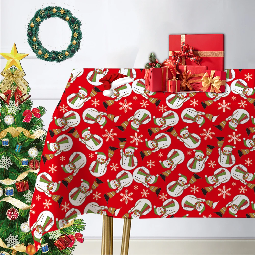 Christmas Table cloth Rectangular Table Winter Tablecloth Christmas Tree Holiday Country Party Outdoor Decorative Tablecloth