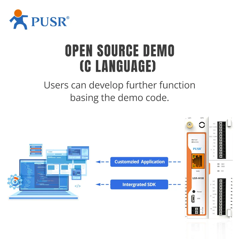 PUSR USR-M100-ARD Industrial Ardunio Development IoT Gateway Support Secondary Ardunio C Language ESP32 Chipset