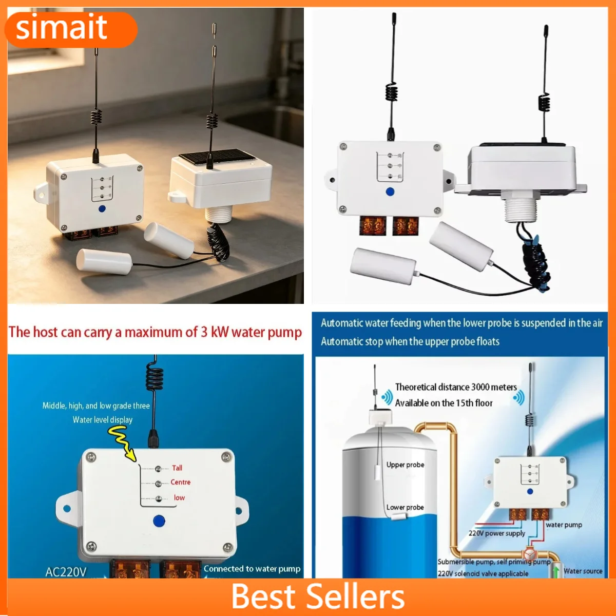 Smart Wireless Water Level Controller Remote Float Pump Auto Switch for Tank Pool