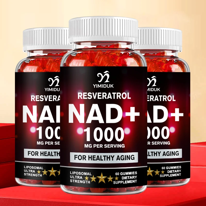

NAD+ Anti-Aging Gummies with Resveratrol, Boost Stamina, Renew Energy & Support Youthful Vitality