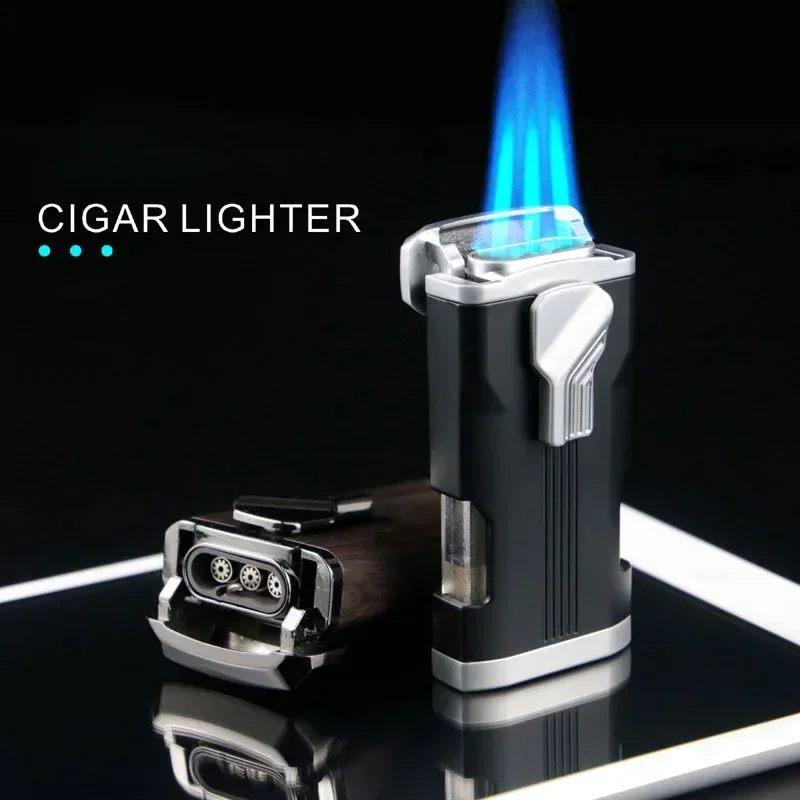 

New Personalized Metal Windproof Turbine Gas Large Firepower Lighter Outdoor Barbecue Kitchen Cigar Lighter Men's High end Gifts