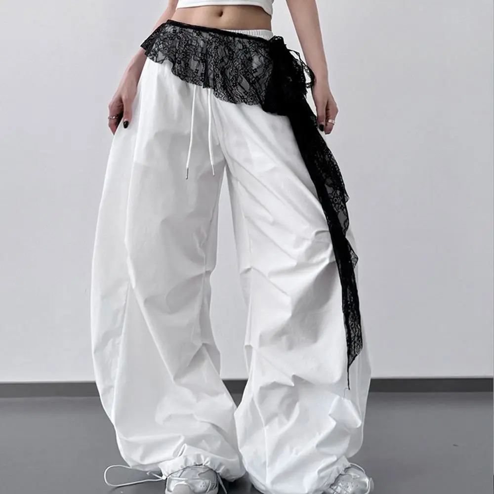 

Irregular Lace Mini Skirt Y2K Streetwear See Through Lace Up Ruffles Skirt High Waist Lace-up Design Butt Curtain
