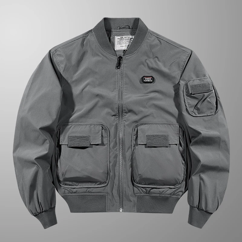 سترة طيار رجالية فضفاضة للربيع والخريف بأسلوب البيسبول العصري، معطف عمل أنيق مقاوم للرياح من الألياف البوليسترية مع إغلاق بال... #4