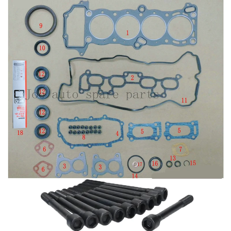 GA16DS 16V Engine complete Full gasket set kit cylinder head bolt nuts screw for Nissan Primera Sunny 100NX Avnir cargo 1.6L