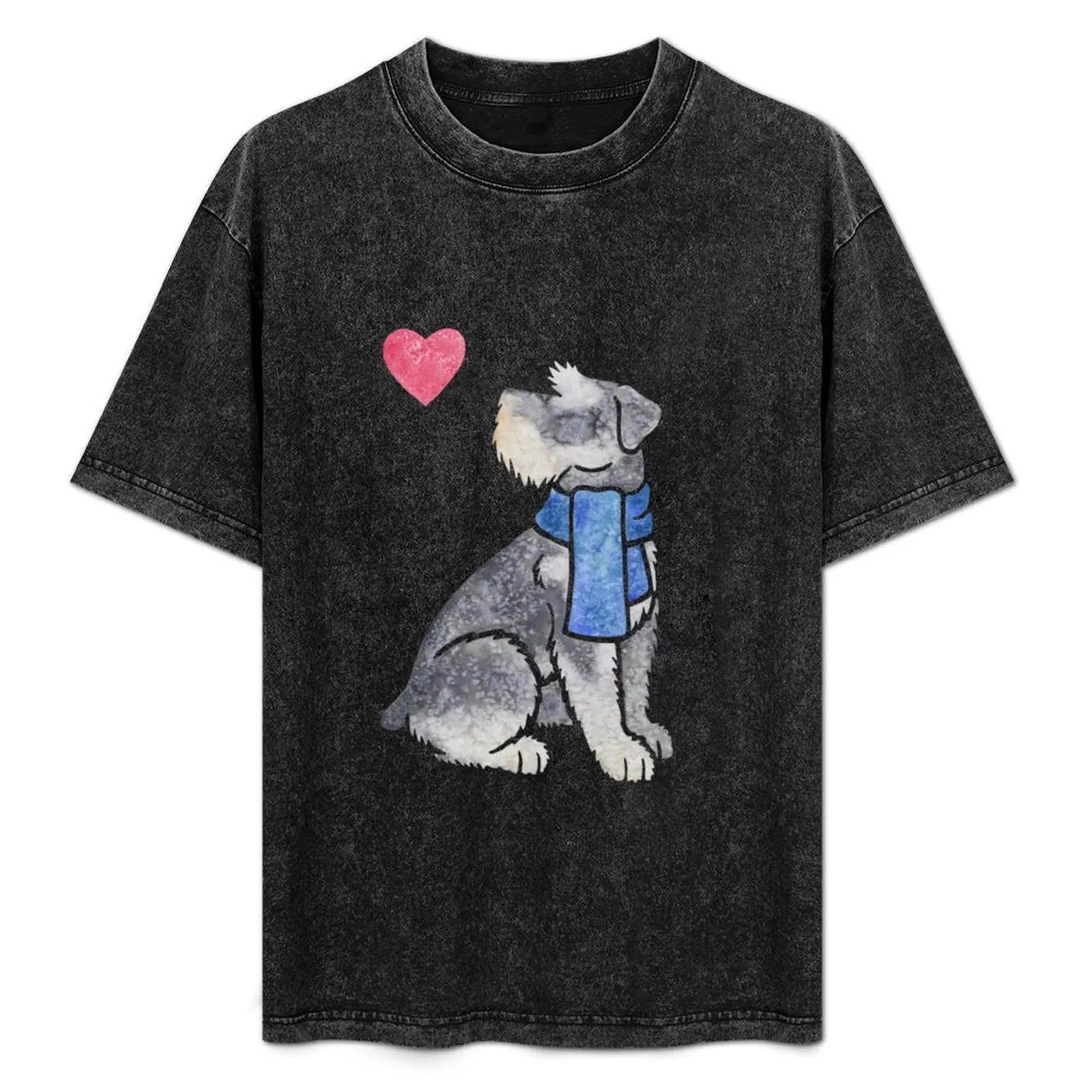 Watercolour Miniature Schnauzer T-Shirt summer top graphics sweat anime shirts men