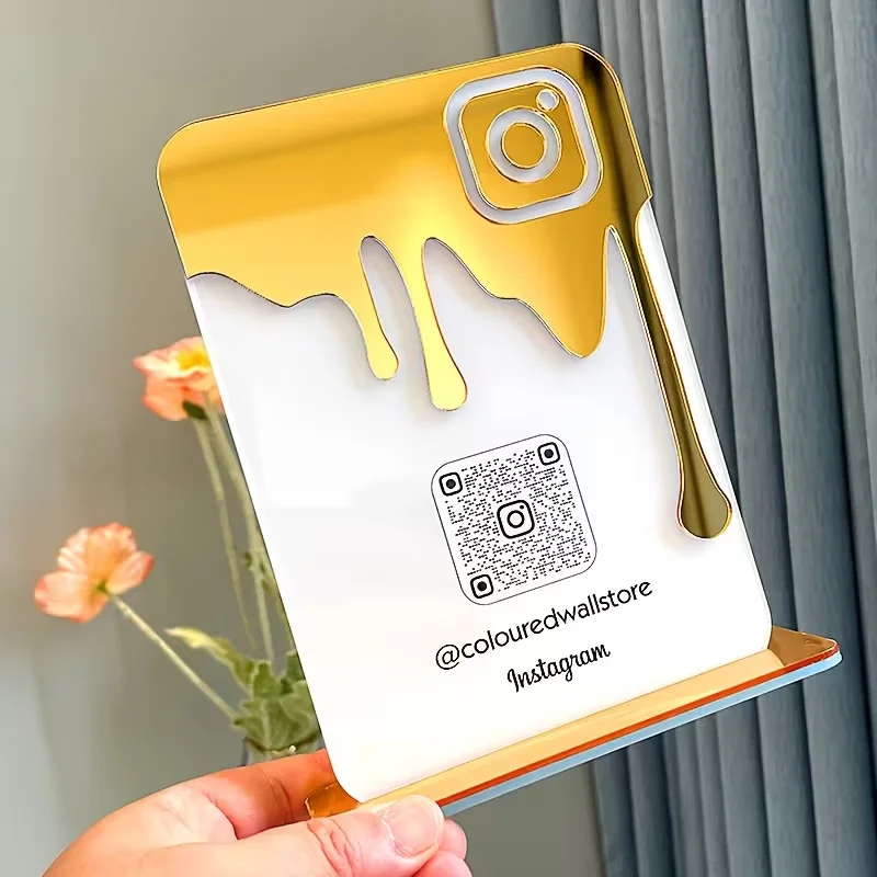 Custom Social Media QR Code Acrylic Sign – Elegant Business Display for Store Decor, Business Cards & Brand Promotion