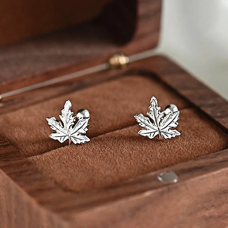 TrustDavis Real 925 Sterling Silver Minimalist Fashion Casual Leaves Plant Stud Earrings Women Wedding Party Fine Jewelry DS3963