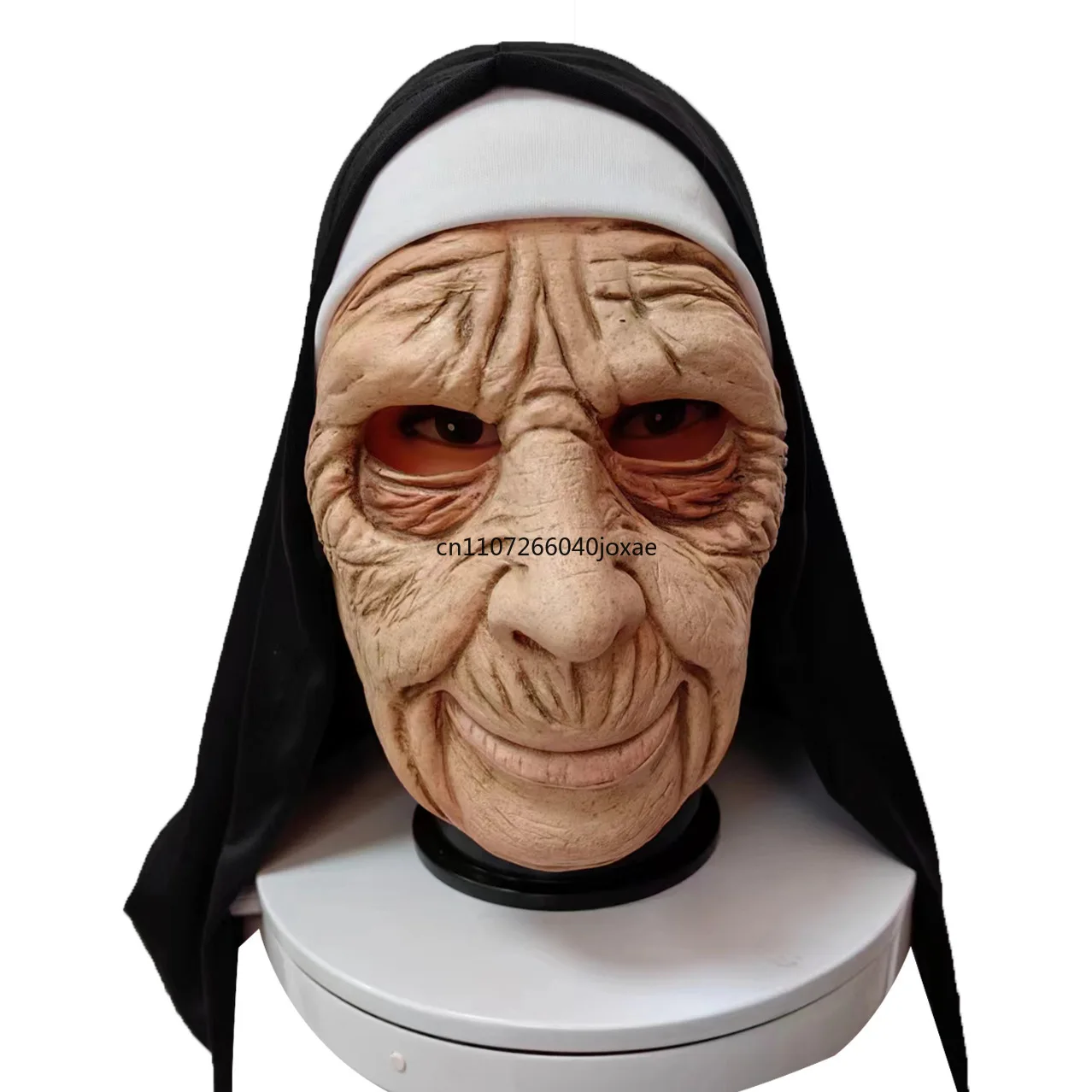 Halloween New Latex Horror Mask Witch Mask White Face Demon Headpiece Scary Cosplay Prop Exorcist Headgear Party Costume DressUp