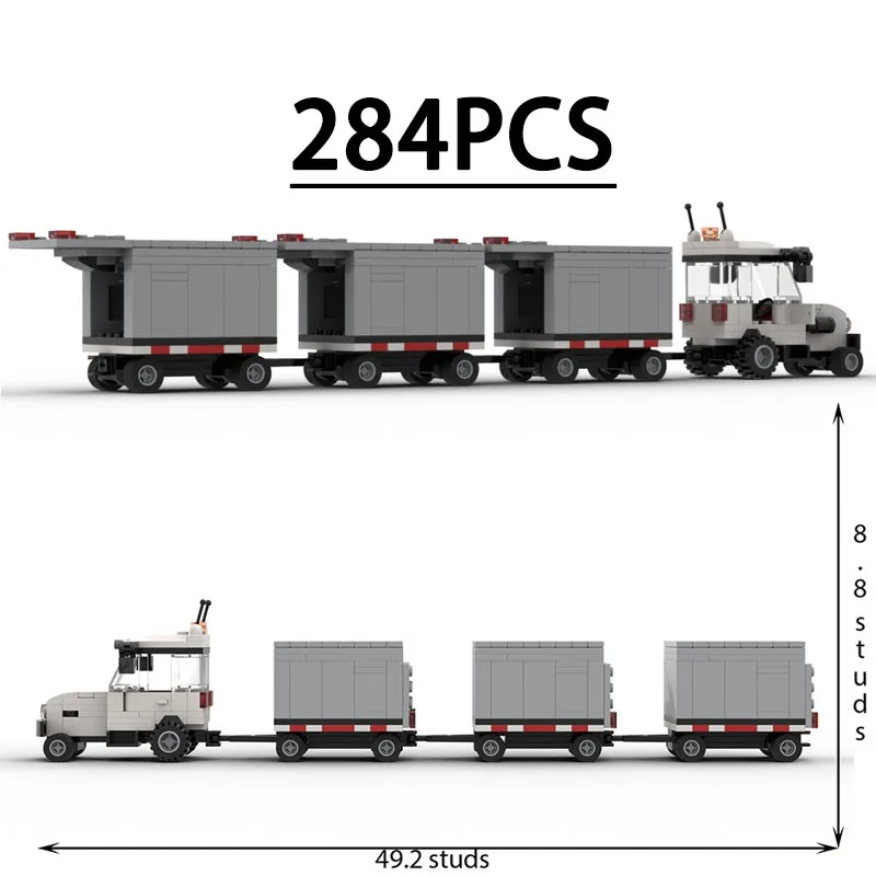 Building block compact airport luggage tractor assembly model, 284 pieces, fun birthday toy, holiday Christmas and New Year gift