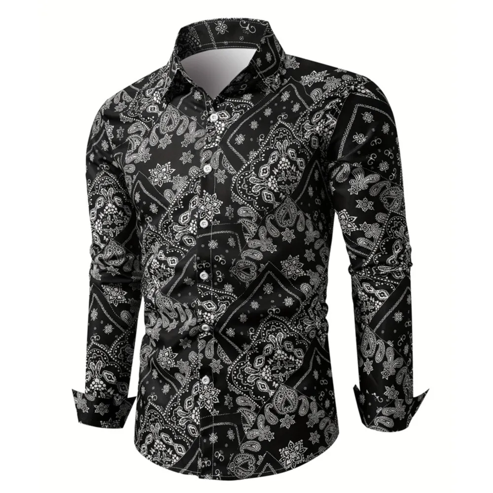 2026 New Men's Long-sleeved Shirts Casual Fashion Street Men's Shirts Flip Collar Single-breasted Shirt Tops Men's Clothing