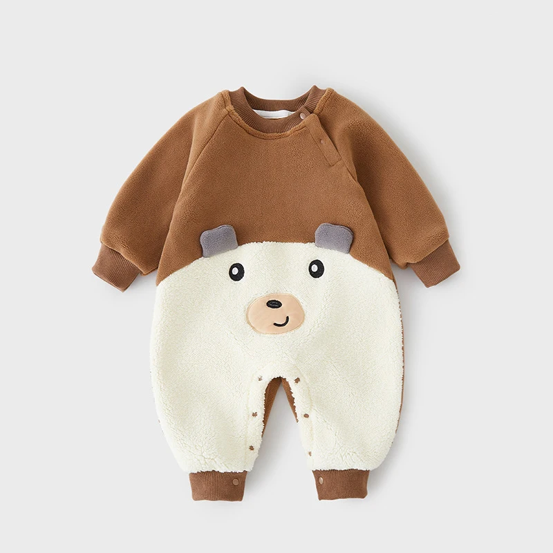 

Autumn Winter Newborn Girls Bodysuits Bear Jacquard Toddler Jumpsuits Round Neck Kids Baby Girls Rompers Infant Boys Onesie