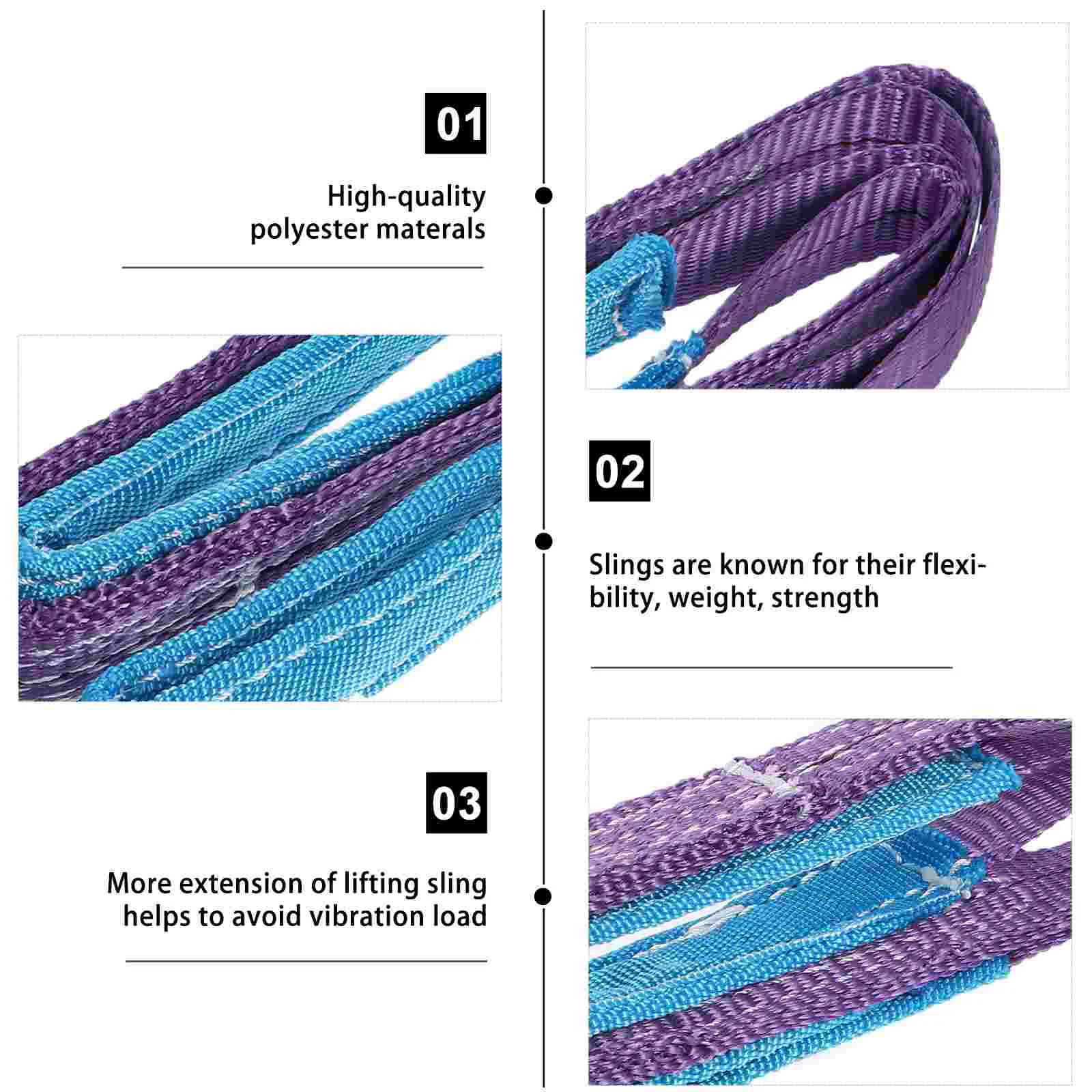 Flat Sling Lifting Belt Winch Strap Polyester Hoisting Recovery Straps Double Buckle