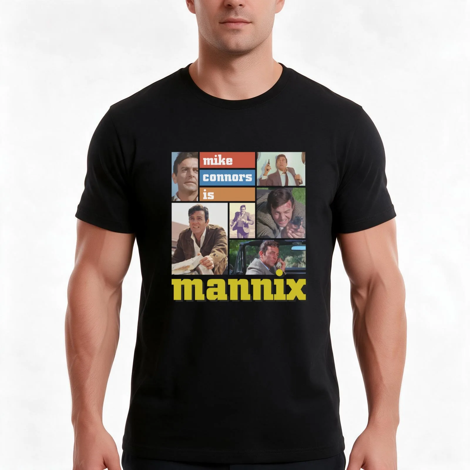 Mannix mike connors is Mannix T-Shirt Summer Casual Cotton Tee Oversized Streetwear Tops Vintage Graphic Print 100% Cotton