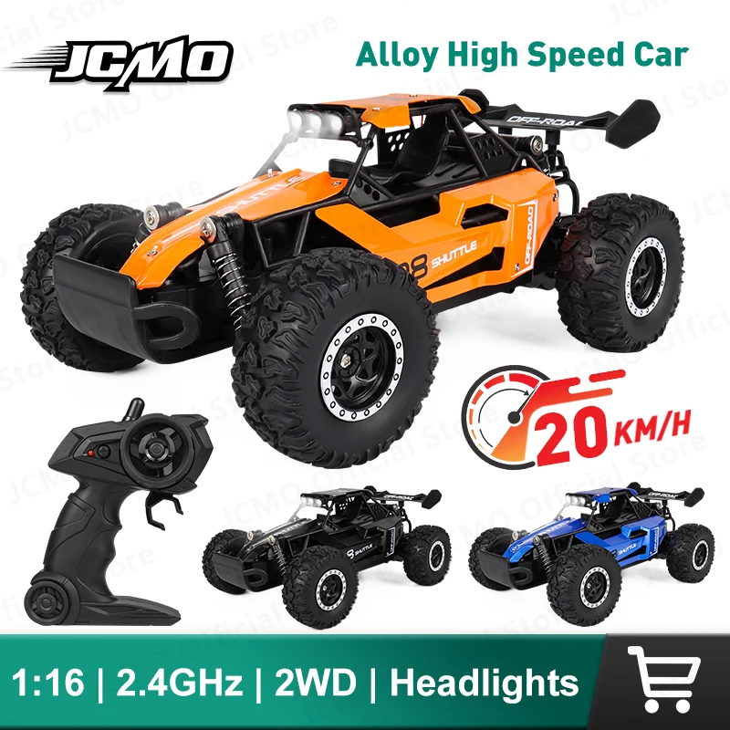 JCMO 2.4GHz High Speed RC Car With LED Lights 2WD Off-road Remote Control Climbing Vehicles Outdoor Cars Toys for Kids Gifts