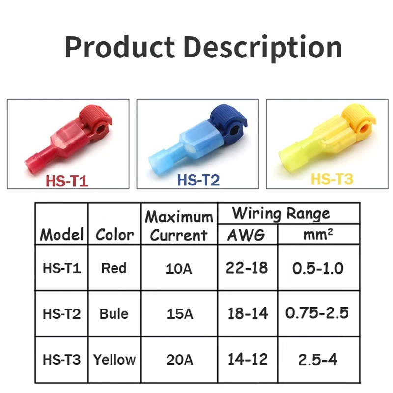 15sets T-Tap Connector Quick Electrical Cable Connector Snap Waterproof Crimp Wire Terminal Splice Lock Wire Terminal 2025