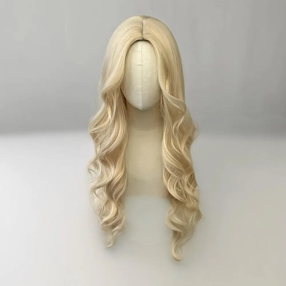 Golden 26-Inch Synthetic Wig with Big Waves for Halloween Cosplay, Role-Playing, Daily Holiday Party, Hot Wire Wig Set