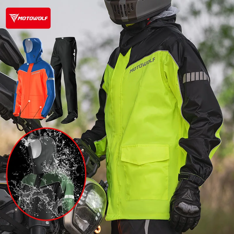 

Мотоциклетный дождевой костюм MOTOWOLF: водонепроницаемая куртка и брюки для езды на мотоцикле, комплект для мужчин и женщин, раздельный тип