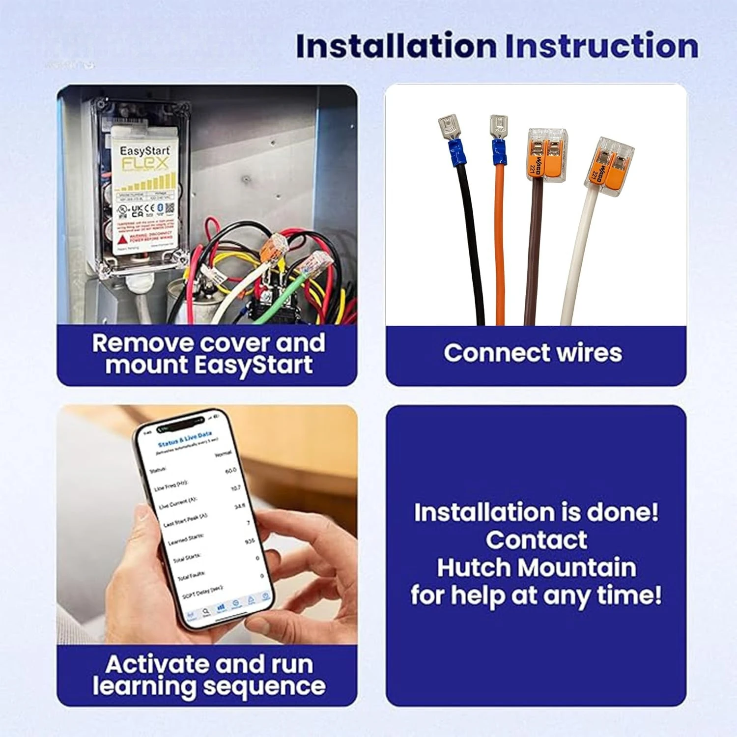 Bluetooth Soft Start Kit for Home Air Conditioner, RV & Commercial Use, Works with Generators, Reduces Power Surge