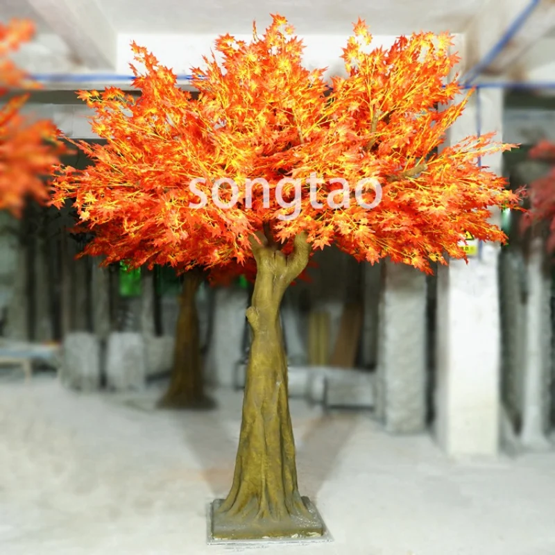 

custom.Songtao China supplier high simulation look natural red artificial maple tree home office restaurant hotel wedding decora