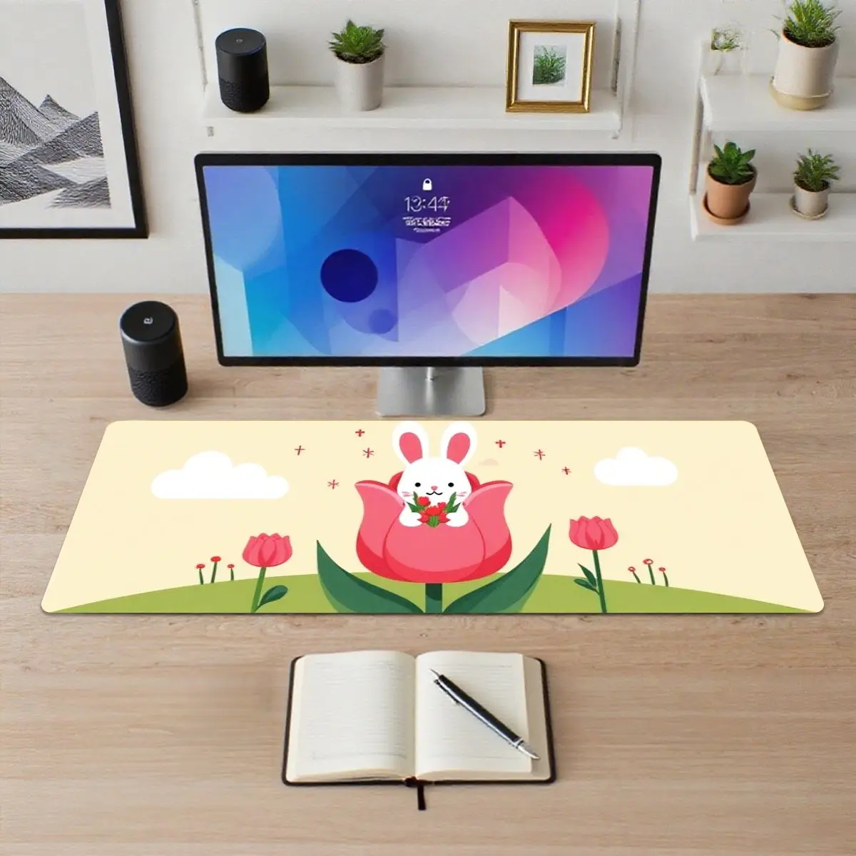 لوحة ماوس ألعاب على شكل أرنب لطيف في لوحة ماوس زهرة، قاعدة مضادة للانزلاق، طباعة عالية الدقة نابضة بالحياة، مثالية لمكتب المنزل أو إعداد الألعاب #2
