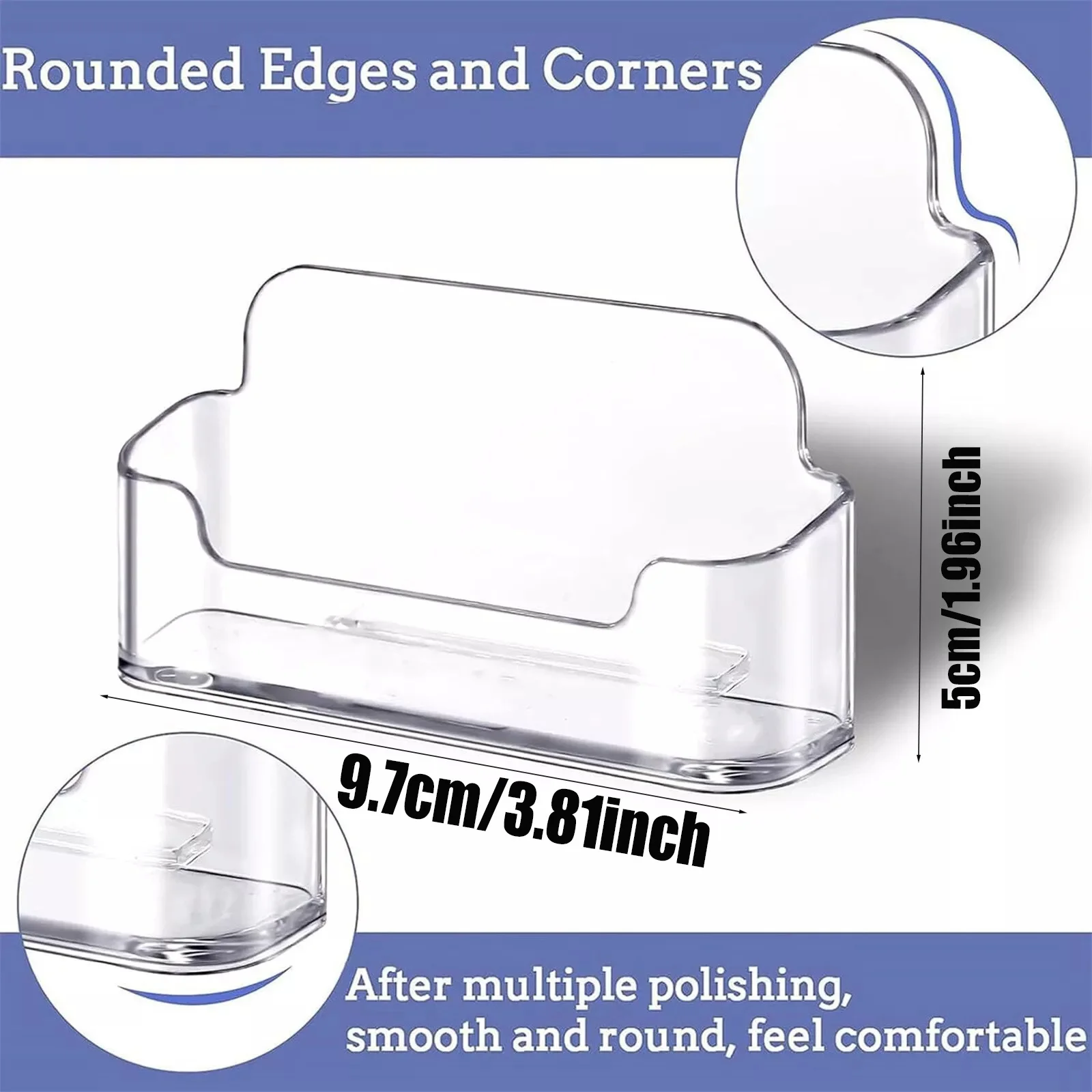 2pcs Clear Acrylic Business Card Holders for Desk - Sleek Display Stand for Office Essentials