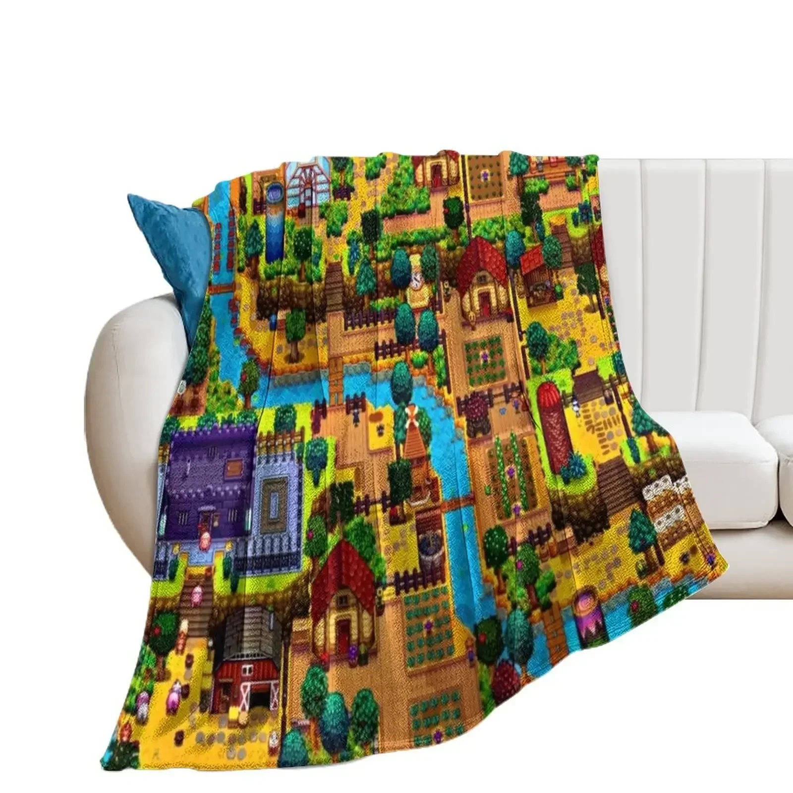 

Stardew valley map Throw Blanket Hairys Heavy anime Blankets