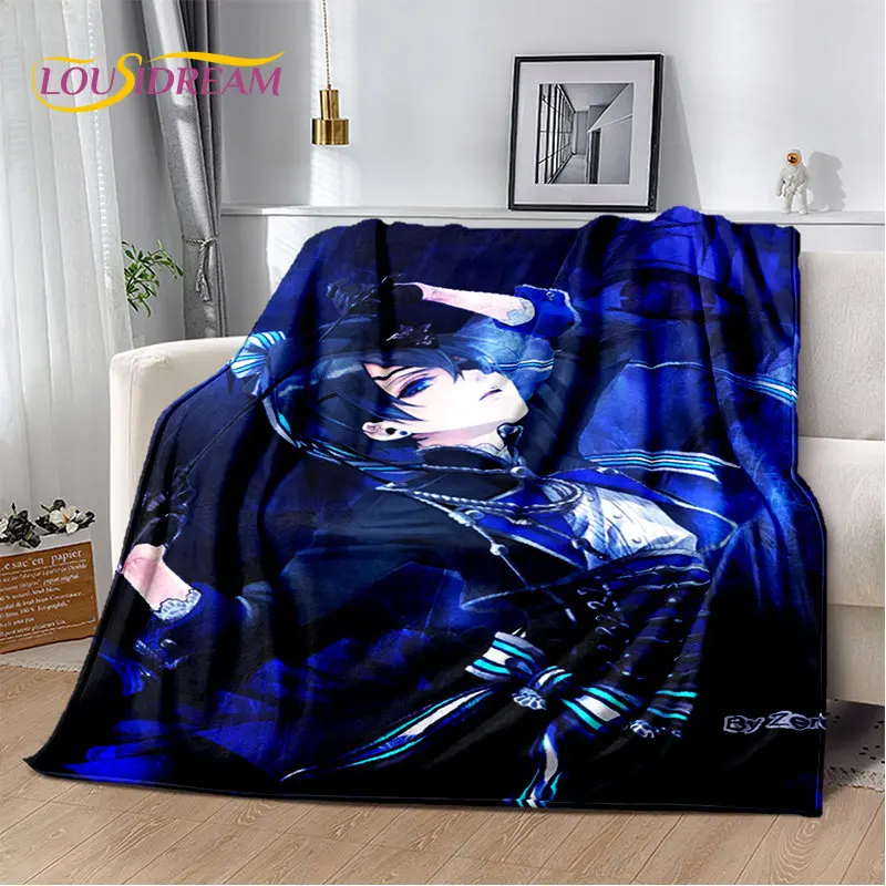 Black Butler  Anime Cartoon Soft Plush Blanket,Flannel Blanket Throw Blanket for Living Room Bedroom Bed Sofa Picnic Cover  Kids